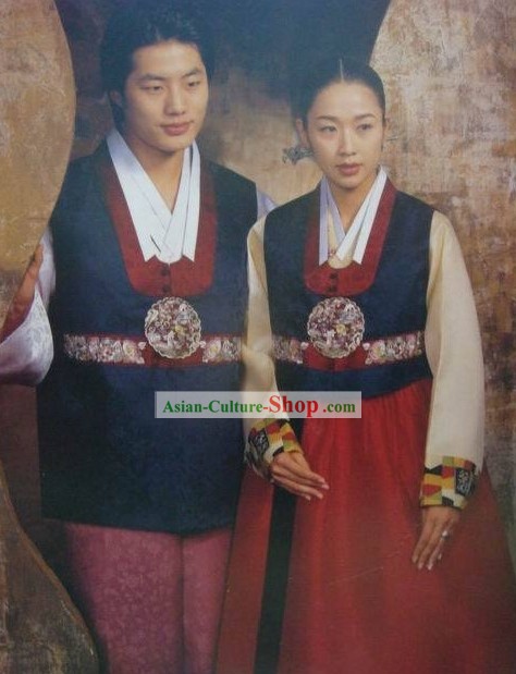 Korean 100 Percent Handmade Korean Hanbok for Couple-Blue Lovers