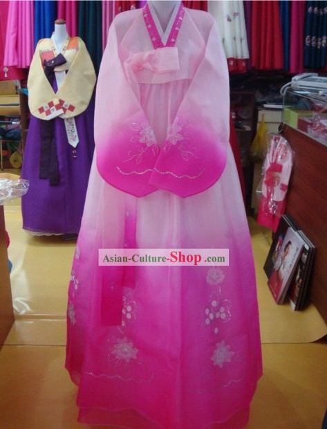 Korean Traditional Handmade Romantic Pink Hanbok for Women
