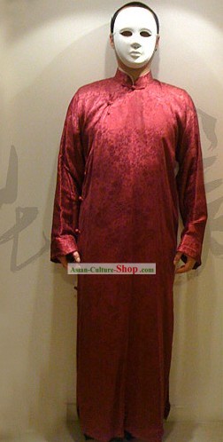 Traditionnelle chinoise antique longue veste Ma Gua (Aba) pour homme
