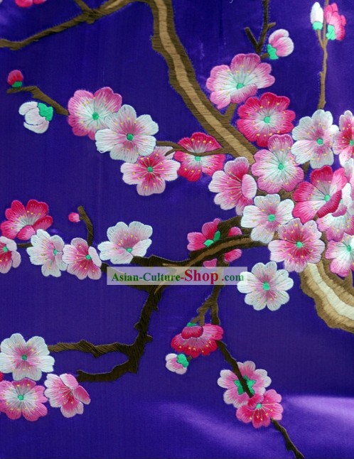 Suprema Chinese Handmade ricamata e Plum Blossom cheongsam (qipao)