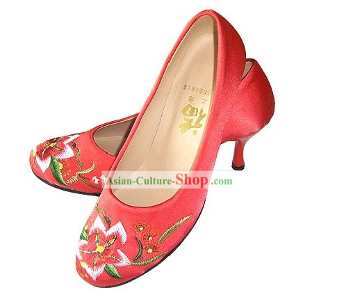 Chinese Classical Handmade and Embroidered High Heel Wedding Shoes (lily)