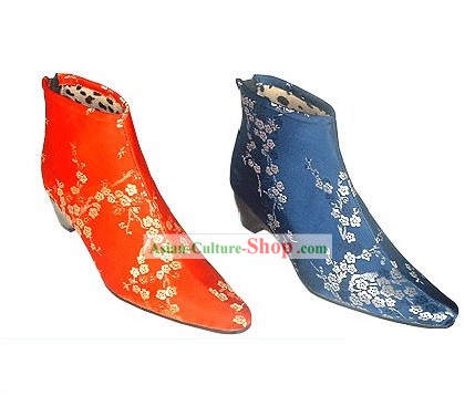 Chinese Traditional Handgefertigte Cuban Heel Cotton Boots