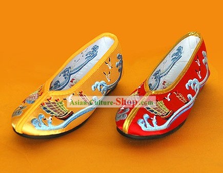 Chinois classique chaussures brodées à la main pour les enfants - Sea World