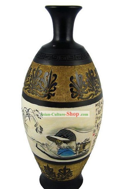 Chinese Traditional Longshan Black Pottery - Classical Landscape