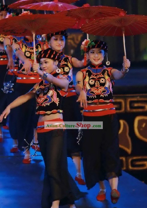 Chinese Traditional Minority Dance Hat and Costumes For Women