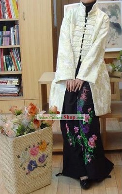 Chinese Mandarin Collar clássico Flor Blusa Cotton Campo