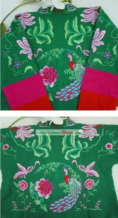 Supreme chinesischen Grüne Blume und Schmetterling im Winter Cotton Jacket