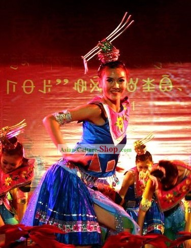 Chinese Traditional Minority Dance Dress Complete Set