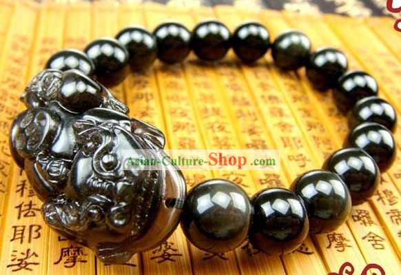 Kai Guang Feng Shui chinesischen Obsidian Pi Xiu Armband für Männer (Haltestelle Bösen)