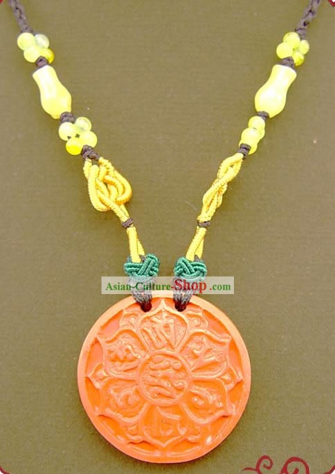 Chinese Feng Shui Kai Guang Vermilion Lotus Necklace (ancient prayer and blessing)