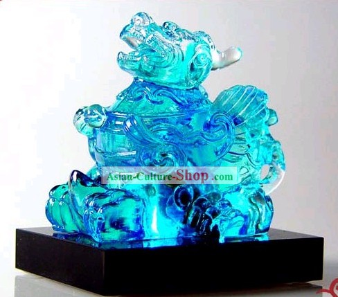 Chinese Classic Kai Guang Blau farbige Glasur Pi Xiu (vermeiden Sie schlecht und bringen Glück)