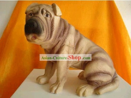 Chinois classique Jing De Zhen statue de chien en céramique 1