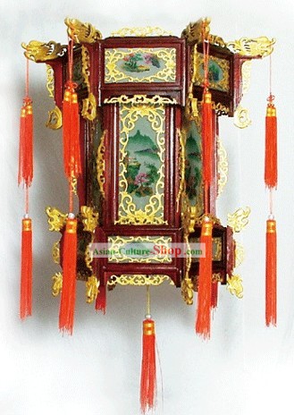 天然木の宮殿ランタン彫大中国の伝統ハンド