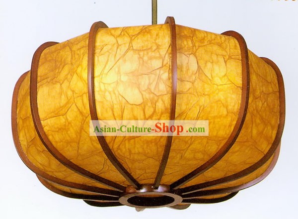 25インチ大伝統中国の手のカボチャの形のシープスキン木製の天井のランタンをメイド