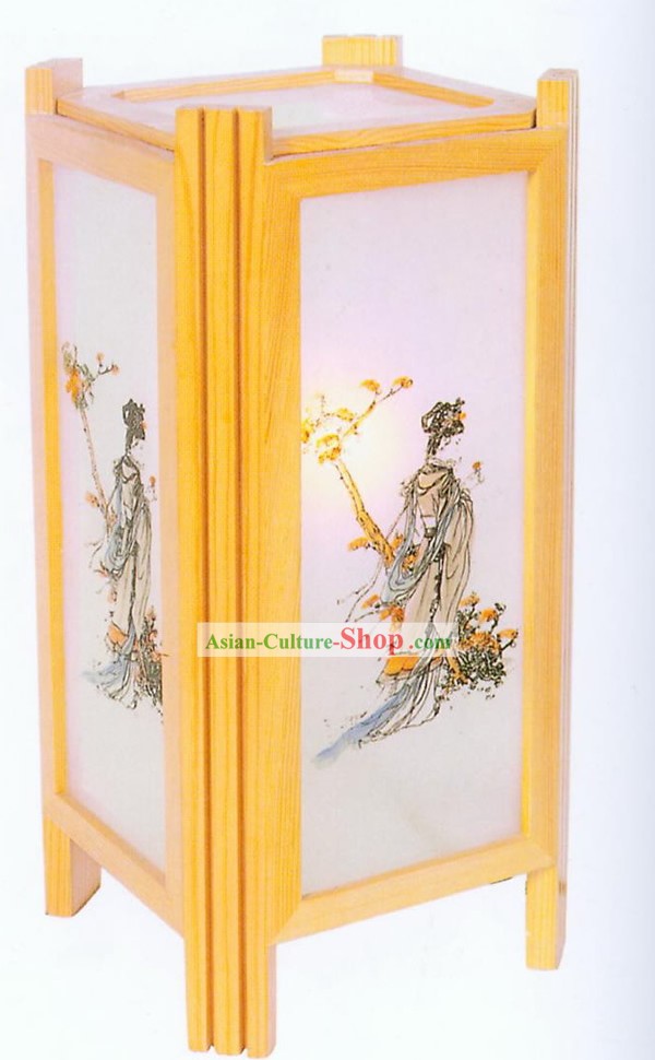 中国ハンドは、古代の美しさ木製デスクランタンメイド