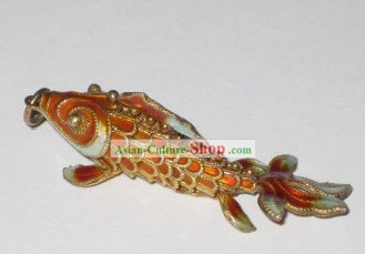 Chinese Traditional Cloisonne Silver Handicraft- Orange Goldfish