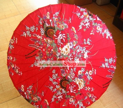 Cinese tradizionale ombrello fiorito di Lucky Red