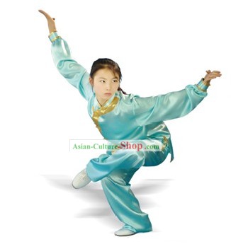 Chinês Tradicional Wu Shu Kung Fu Uniform Seda 100%