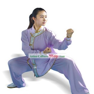 Silk chinês tradicional e Cotton Uniform Artes Marciais para mulheres