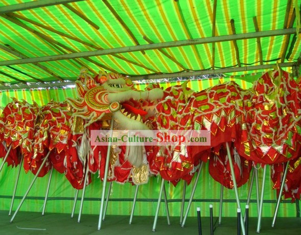 Supreme Chinese Traditional Große Klassik Schafwolle Dragon Dance Equipments Komplett-Set (rot)