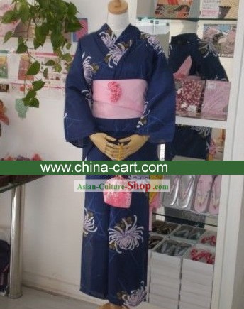 Traditional青菊日本着物ハンドバッグと下駄フルセット