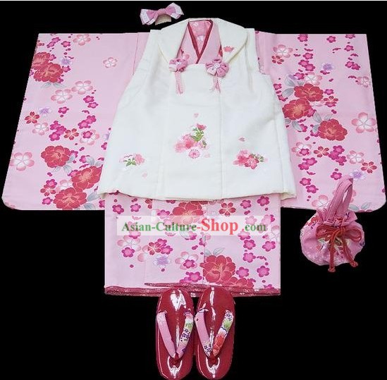 Верховный традиционных японских кимоно 7 штук Полный комплект для Три девушки лет