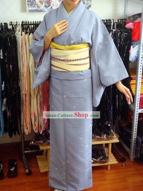 Традиционная японская сакура Фиолетовый кимоно и пояса Полный набор