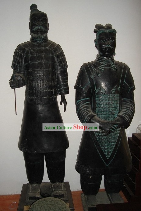 73 pulgadas de gran chinos Terra Cotta Warrior Set Bronce Estatua