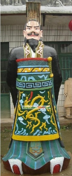 71 Zoll Höhe großen farbigen chinesischen Xian Terra Cotta Statue - Qin Shi Huang