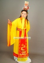 Chinese Traditional Opera Embroidered Emperor Dragon Clothing and Hat Set