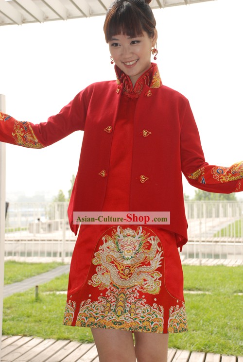 Traditional Handmade Mandarin Blouse with Embroidery Sleeve