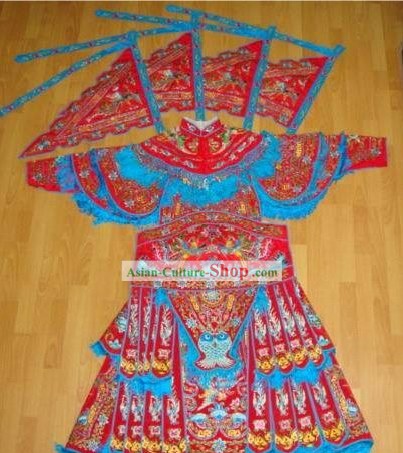 Professiona Beijing Opera Costumes - Nv (Women) Kao (Armor) Golden Embroidery