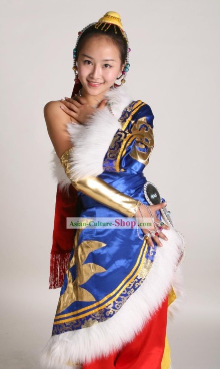 Chinese Classical Tibetan Dance Costume Complete Set