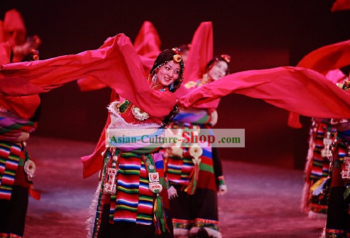 Traditional Tibet Dance Costumes with Long Sleeve