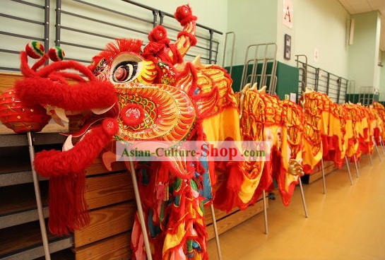 中国の伝統幸せな祭りのお祝いドラゴンダンスのコスチュームコンプリートセット