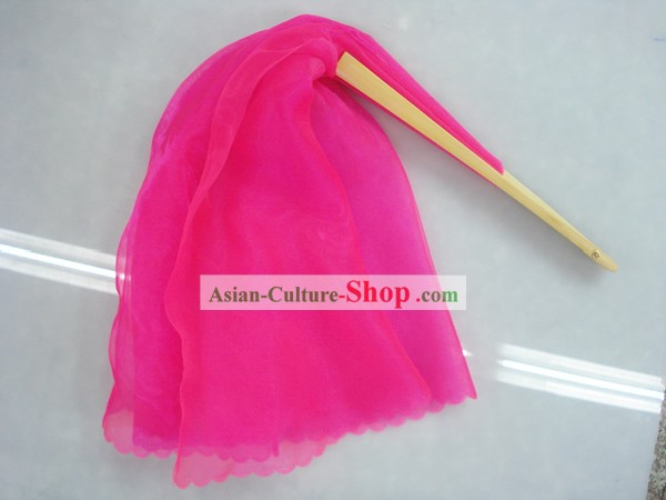 Китайский традиционный танец с веером розовый шелковый