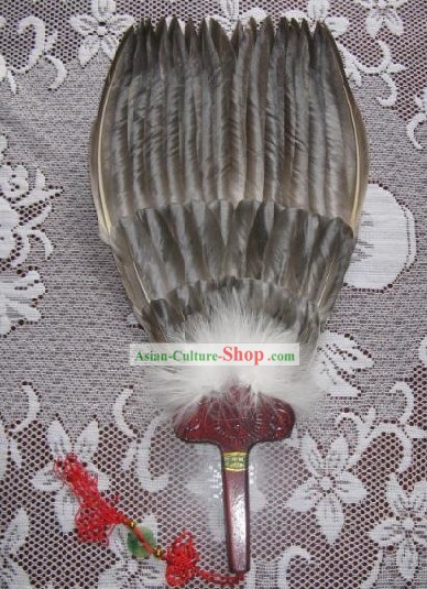Chinese Traditional Handmade Zhu Ge Performance Goose Fan
