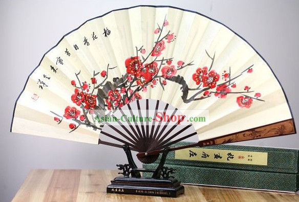 Chinese Hand Painted Plum Blossom Fan