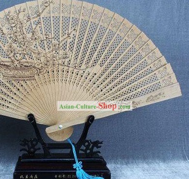 Верховный Китайский традиционный вентилятор сандалового дерева - Слива Блоссом