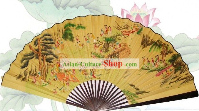 65 Inches Chinese Traditional Handmade Hanging Silk Decoration Fan - 100 Ancient Beauties