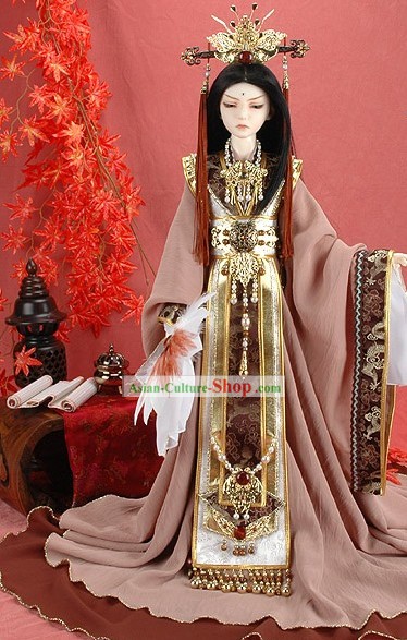 China Ancient Dynasty Emperor Costumes and Hat Full Set