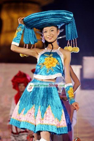 Chinese Traditional Minority Costumes and Hat Set