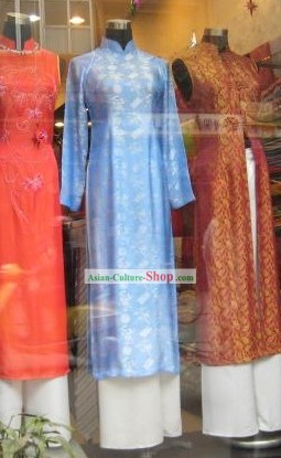 Clássico Viet Azul Set Costume Ladies Completo