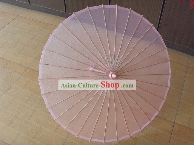 Mão chinês fez Dance Umbrella transparente rosa de seda