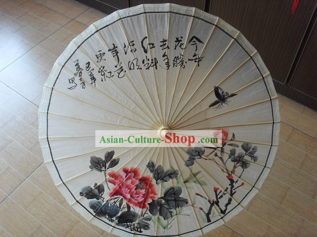 Supreme Chinese Handmade and Painted Large Peony Umbrella