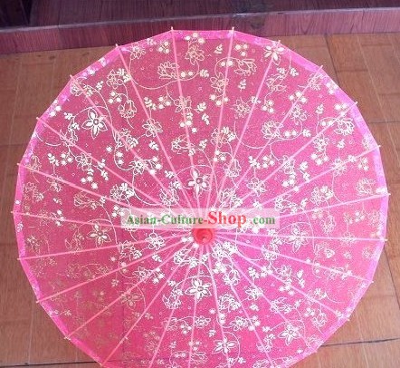 중국어 수제 투명 핑크 실크 댄스 우산
