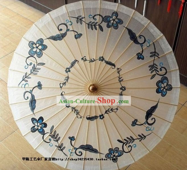 China Hand Painted Ancient Style Blue and White Flower Umbrellas