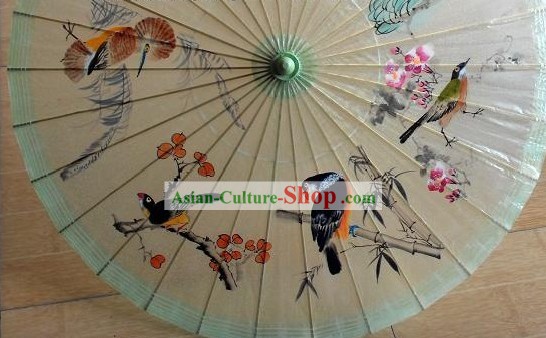 중국어 고대 궁전 핸드는 버즈 페인팅 우산을 페인 티드