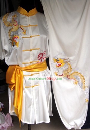 Sifu manches courtes brodé dragon de Tai Chi uniforme