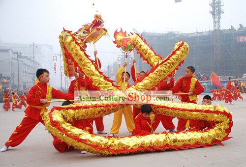 60 Feet Length Chinese Shinning Dragon Dance Costumes Complete Set for Children